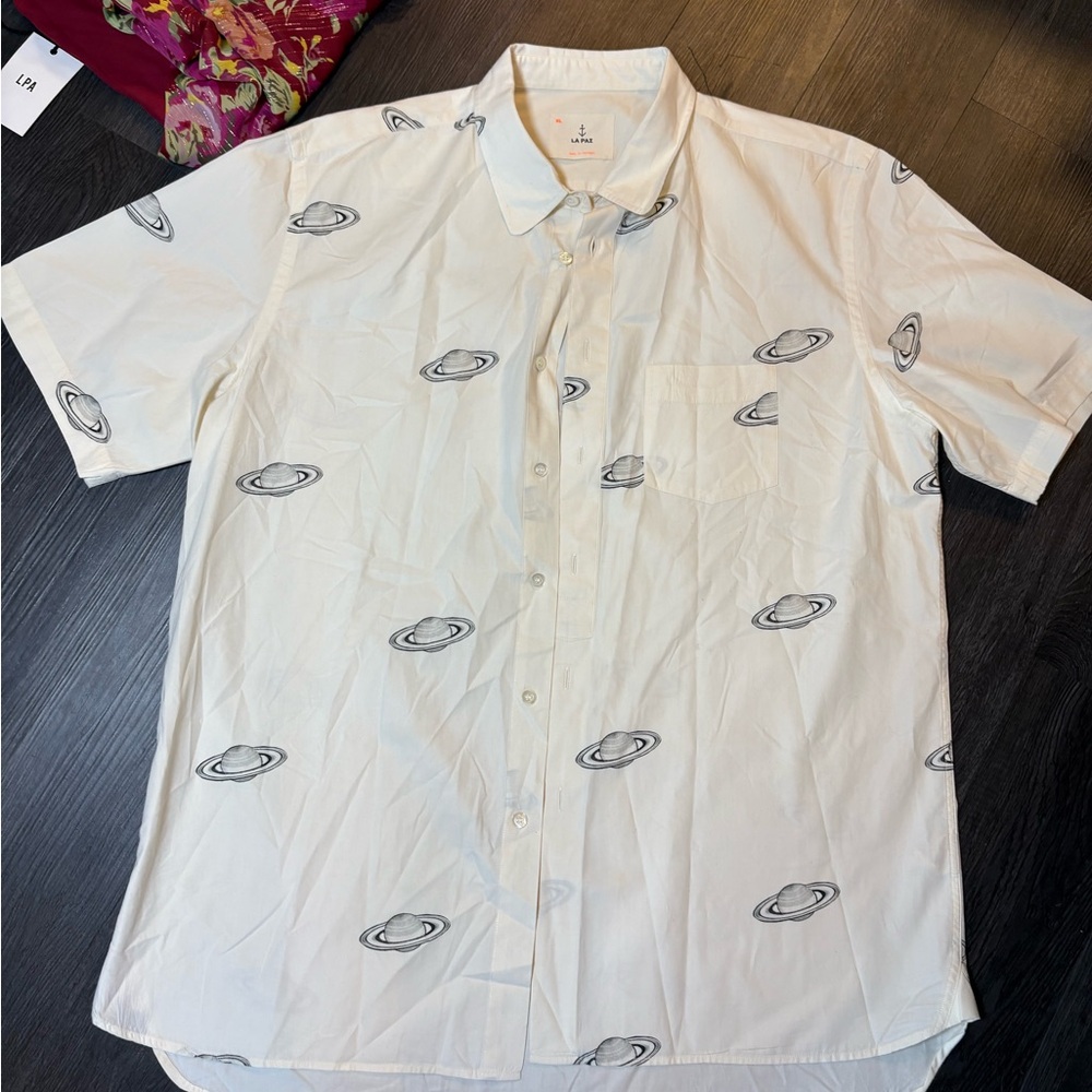 La Paz Alegre Printed Shirt in Saturn Size XL $250 SOLD OUT ONLINE - Picture 6 of 10